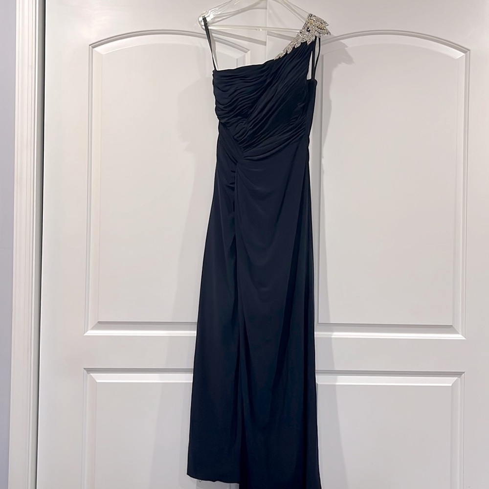 Navy blue one shoulder gown